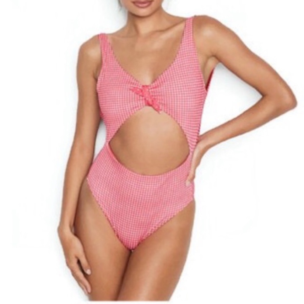 NWOT BananaMoon Teens gingham tie front one piece swimsuit